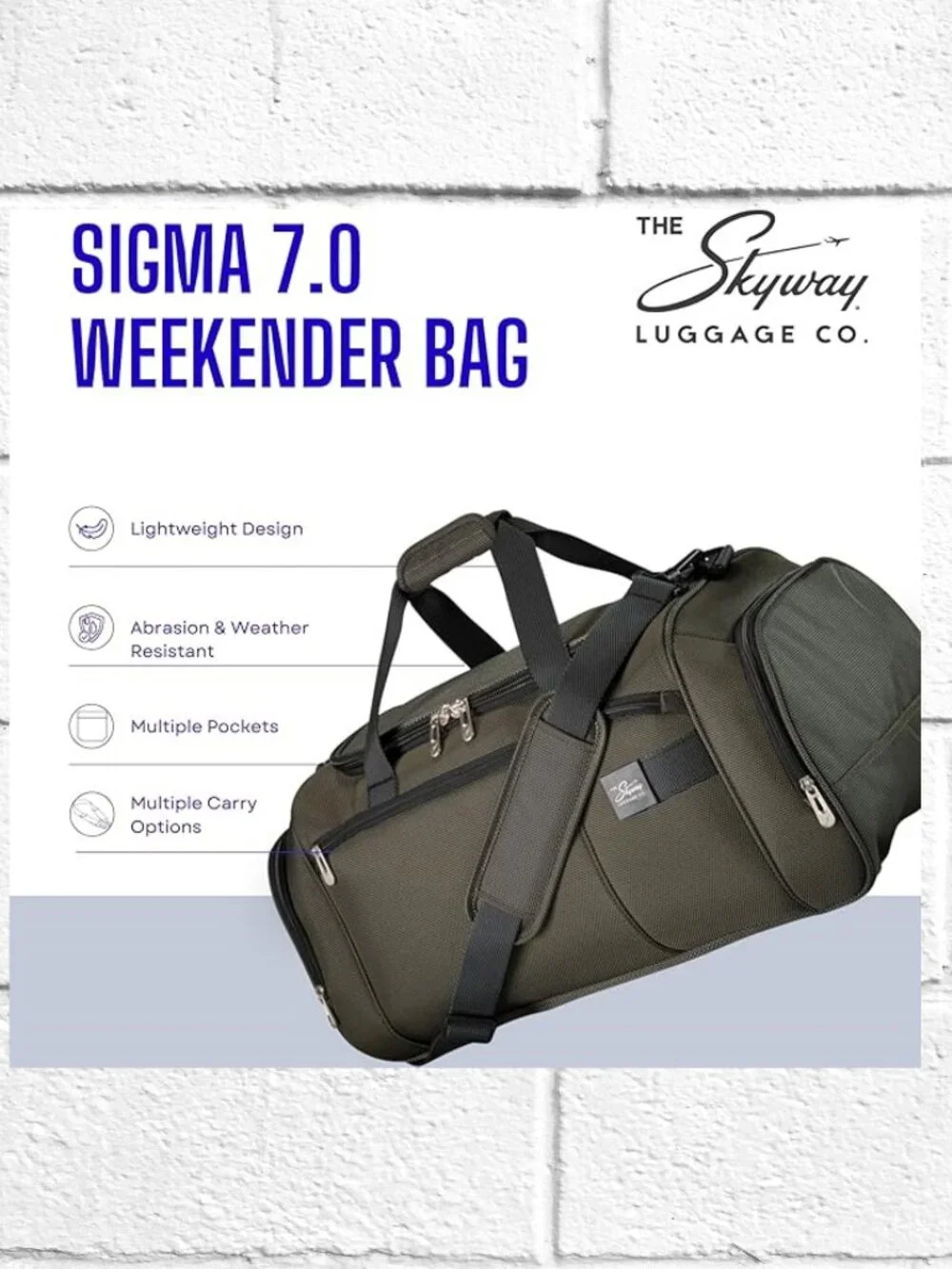 NWT! Skyway Luggage Sigma 7.0 Softside Weekender Duffel Bag with Luggage Strap